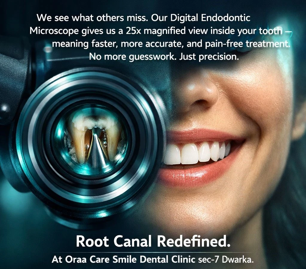 endodontic treatment with the help of microscope that gives 25X view